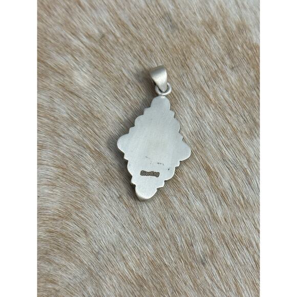 Native American SW Sterling Silver Blue Turquoise Multistone Cluster Pendant - Picture 8 of 8